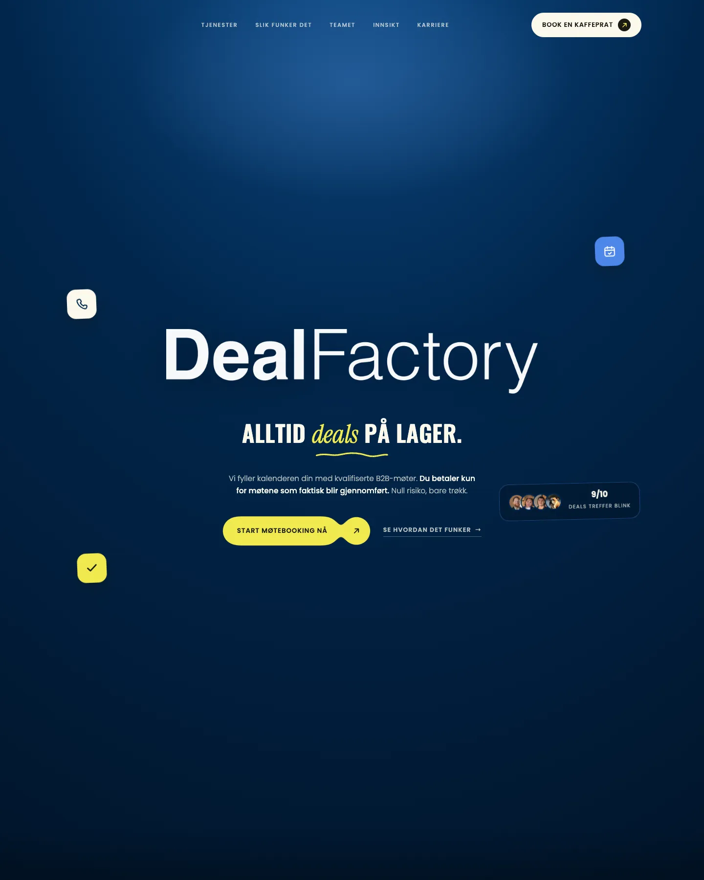 DealFactory: nettsidens forside